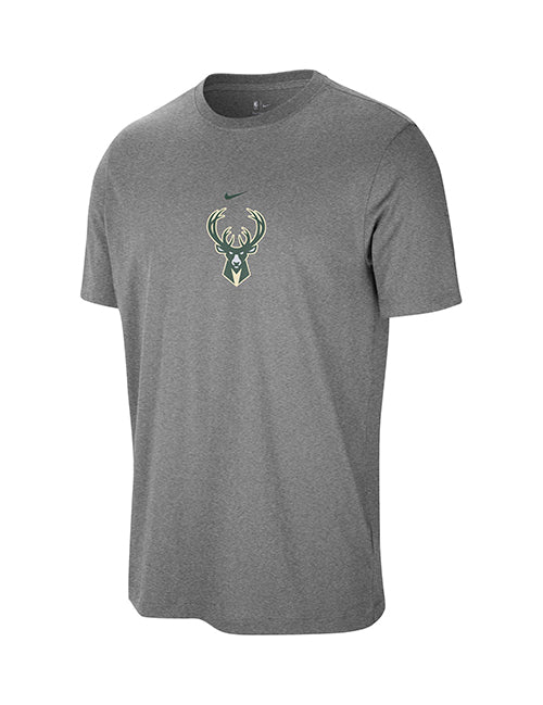 Nike Evergreen Grey Milwaukee Bucks Logo T-Shirt-front