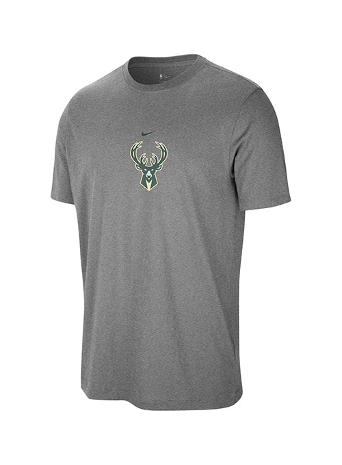 Nike Evergreen Grey Milwaukee Bucks Logo T-Shirt-front