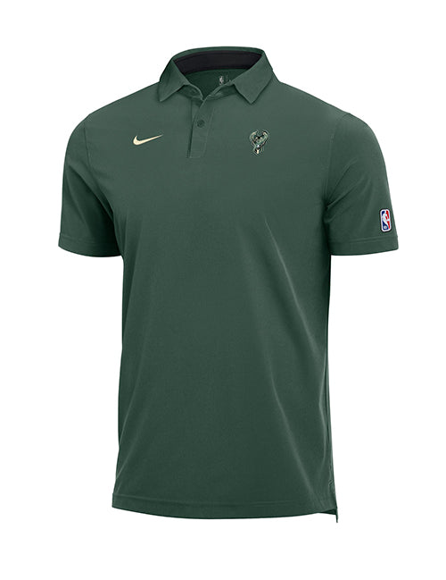 Nike Dri-FIT Green Milwaukee Bucks Short Sleeve Polo-front