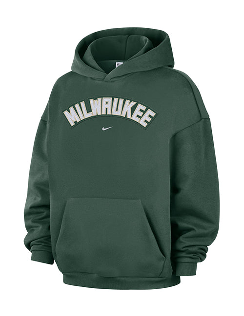 Nike Standard Issue Evergreen+ Green Milwaukee Bucks Hooded Sweatshirt-front