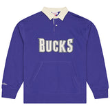 Mitchell & Ness HWC '93 Retro Roots Milwaukee Bucks Collared Crew Sweatshirt-front