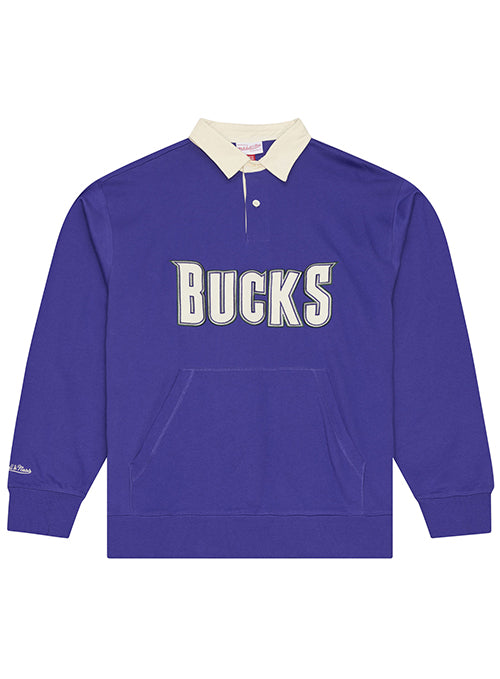 Mitchell & Ness HWC '93 Retro Roots Milwaukee Bucks Collared Crew Sweatshirt-front