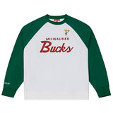 Women's Mitchell & Ness HWC '68 Head Coach Milwaukee Bucks Crewneck Sweatshirt-front