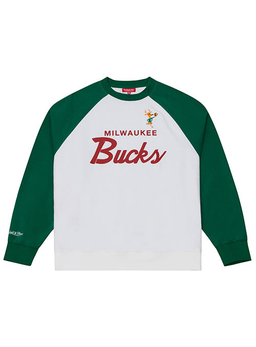 Women's Mitchell & Ness HWC '68 Head Coach Milwaukee Bucks Crewneck Sweatshirt-front