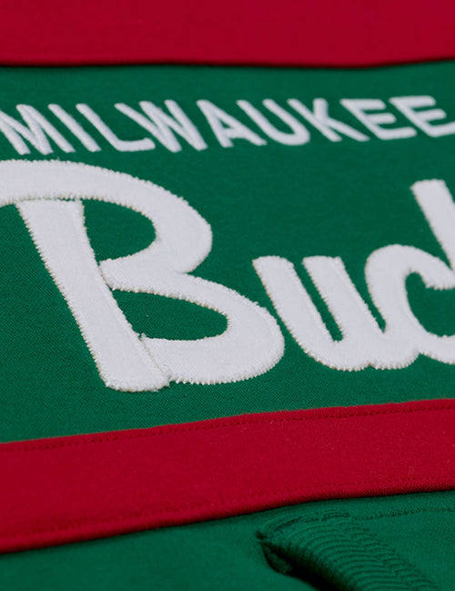 Women's Mitchell & Ness HWC '68 Head Coach Milwaukee Bucks Hooded Sweatshirt-chest