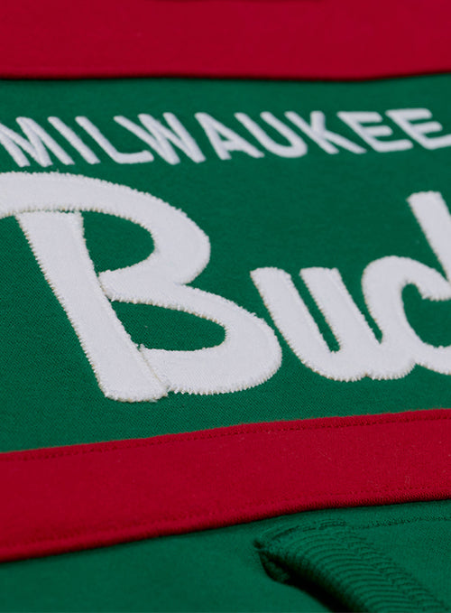 Women's Mitchell & Ness HWC '68 Head Coach Milwaukee Bucks Hooded Sweatshirt-chest