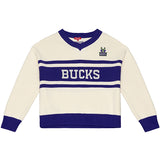 Women's Mitchell & Ness HWC '93 Retro Roots Milwaukee Bucks V-Neck Sweater- front