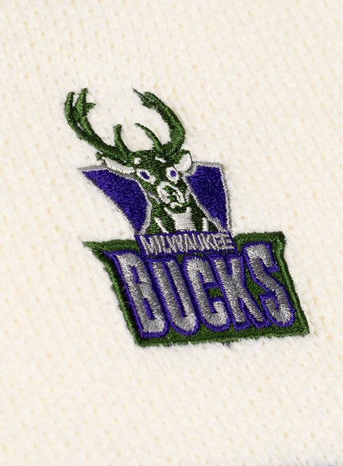Women's Mitchell & Ness HWC '93 Retro Roots Milwaukee Bucks V-Neck Sweater-chest