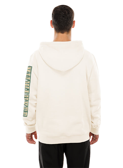 New Era Throwback Wordmark Stripes Milwaukee Bucks Hooded Sweatshirt-back