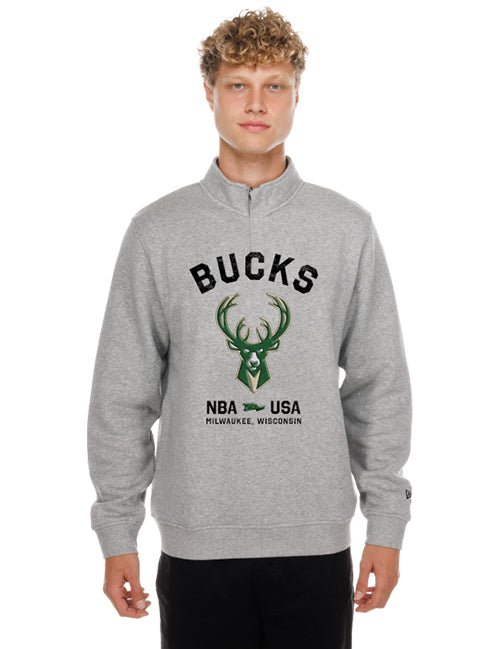 New Era Fan Icon Milwaukee Bucks 1/4 Zip Sweatshirt
