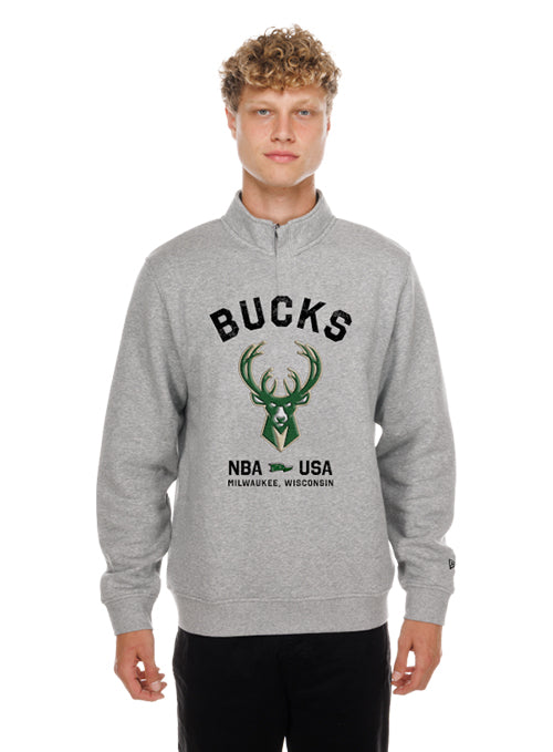 New Era Fan Icon Milwaukee Bucks 1/4 Zip Sweatshirt