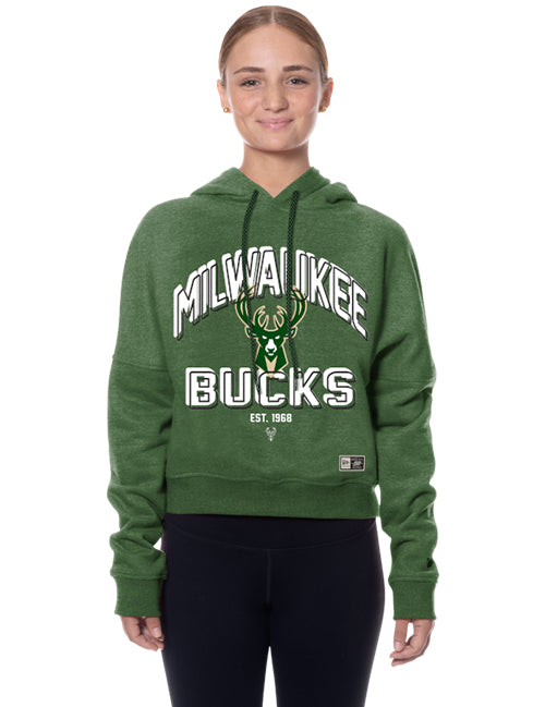 Women's New Era Icon Milwaukee Bucks Hooded Sweatshirt-front