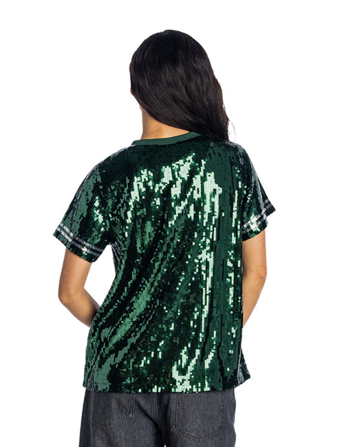 Women's Bucks In Six x The Wild Collective Flash Milwaukee Bucks Sequin T-Shirt-back