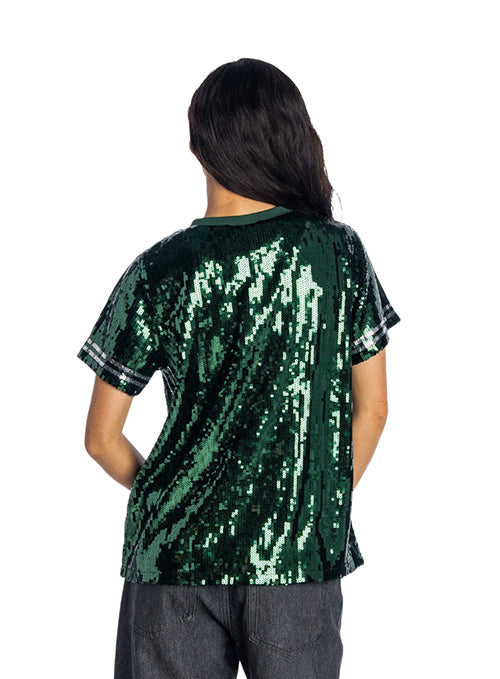 Women's Bucks In Six x The Wild Collective Flash Milwaukee Bucks Sequin T-Shirt-back