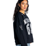 Women's Bucks In Six x The Wild Collective Flash Milwaukee Bucks Terry Crewneck Sweatshirt-left arm