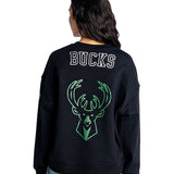 Women's Bucks In Six x The Wild Collective Flash Milwaukee Bucks Terry Crewneck Sweatshirt-back