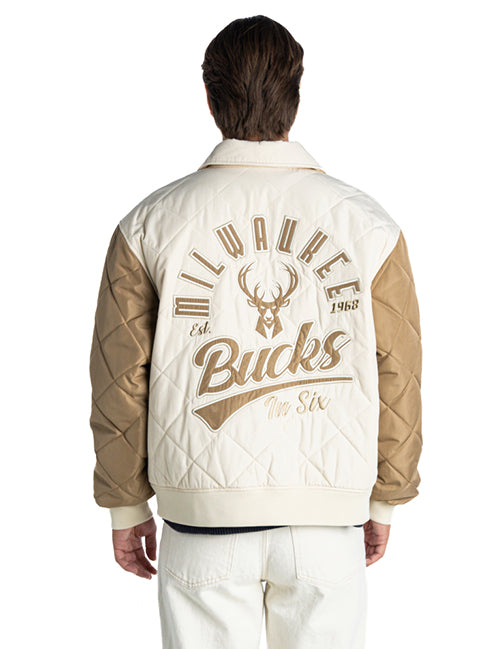 Bucks In Six x The Wild Collective Dunes Milwaukee Bucks Quilted Nylon Jacket-back