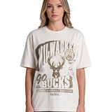 Bucks In Six x The Wild Collective Dunes Milwaukee Bucks Graphic T-Shirt-front, female model