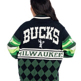 Bucks In Six x The Wild Collective HWC '68 Checkered Milwaukee Bucks Full-Zip Cardigan