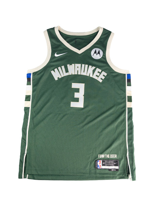 Signed Nike 2022 Icon Edition Myles Turner Milwaukee Bucks Swingman Jersey-front