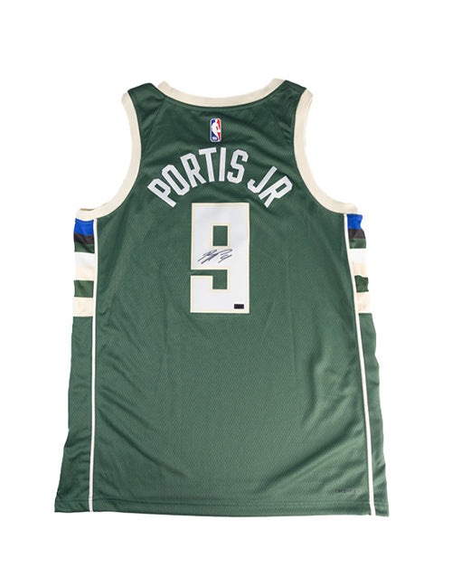 Signed Nike 2022 Icon Edition Bobby Portis Jr. Milwaukee Bucks Swingman Jersey-back