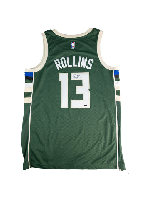 Signed Nike 2022 Icon Edition Ryan Rollins Milwaukee Bucks Swingman Jersey-back