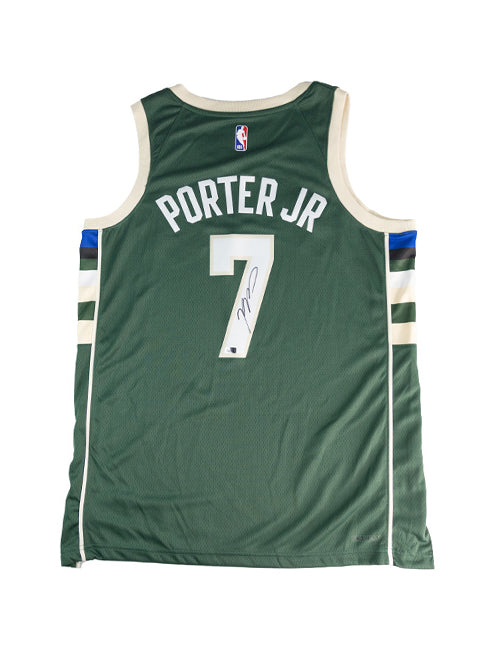 Signed Nike 2022 Icon Edition Kevin Porter Jr. Milwaukee Bucks Swingman Jersey-back