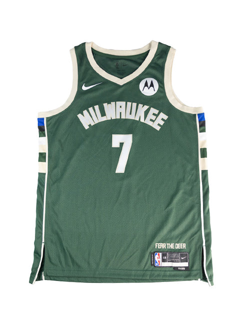 Signed Nike 2022 Icon Edition Kevin Porter Jr. Milwaukee Bucks Swingman Jersey-front