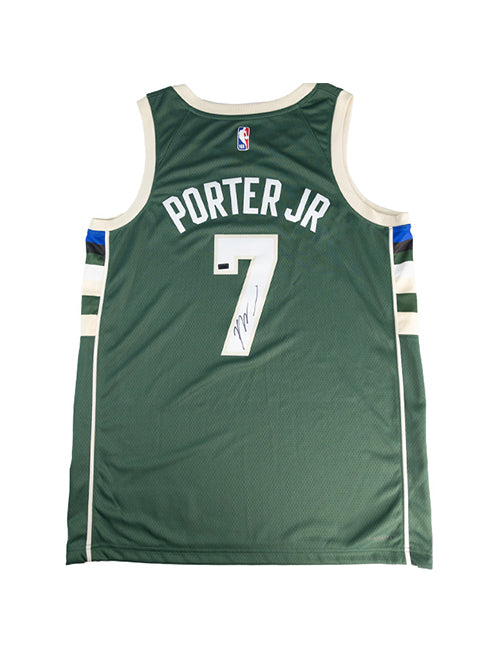 Signed Nike 2022 Icon Edition Kevin Porter Jr. Milwaukee Bucks Swingman Jersey-back