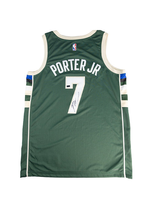 Signed Nike 2022 Icon Edition Kevin Porter Jr. Milwaukee Bucks Swingman Jersey-back