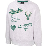 Toddler Girl Coco AOP Milwaukee Bucks Crewneck Sweatshirt