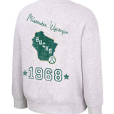 Youth Girls Coco AOP Milwaukee Bucks Crewneck Sweatshirt