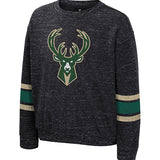Youth Girl Colosseum Speckle Milwaukee Bucks Crewneck Sweatshirt
