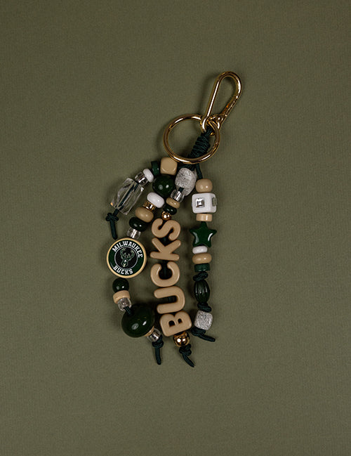 Milwaukee Bucks Beaded Charm Keychain