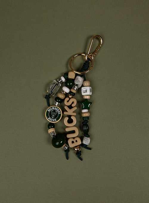 Milwaukee Bucks Beaded Charm Keychain