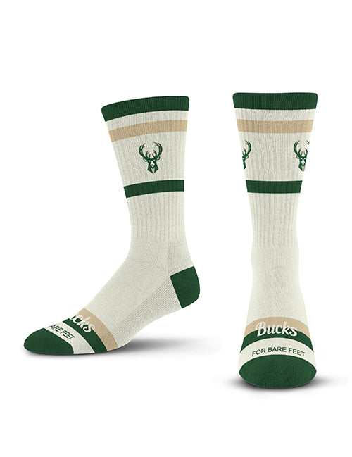 For Bare Feet Fame Milwaukee Bucks Stripe Crew Socks