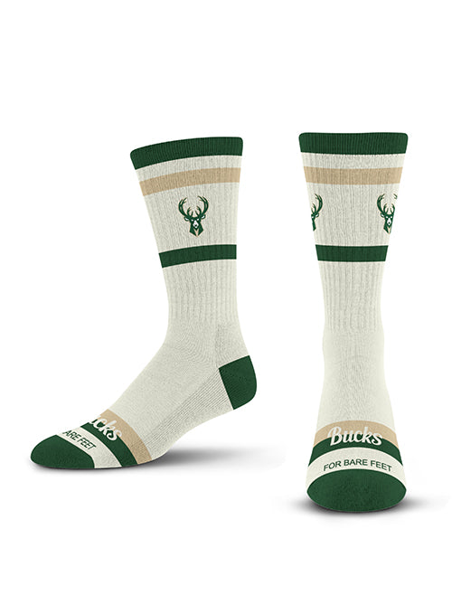 For Bare Feet Fame Milwaukee Bucks Stripe Crew Socks
