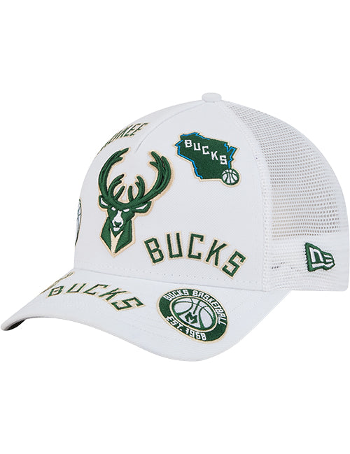 New Era 9Forty M-Crown All Over Milwaukee Bucks Snapback Hat-left