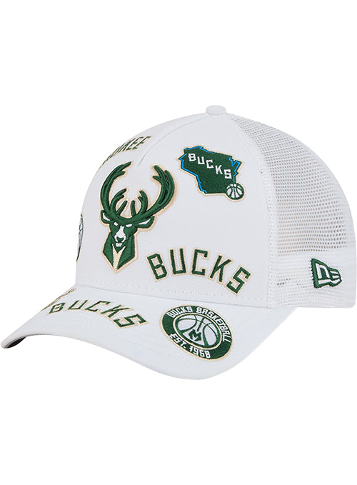 New Era 9Forty M-Crown All Over Milwaukee Bucks Snapback Hat-left