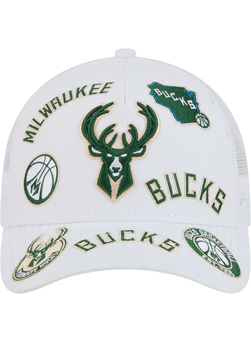 New Era 9Forty M-Crown All Over Milwaukee Bucks Snapback Hat-front