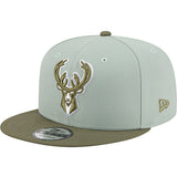 New Era 9Fifty Two Toned Color Pack Olive Milwaukee Bucks Snapback Hat