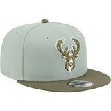 New Era 9Fifty Two Toned Color Pack Olive Milwaukee Bucks Snapback Hat