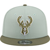 New Era 9Fifty Two Toned Color Pack Olive Milwaukee Bucks Snapback Hat