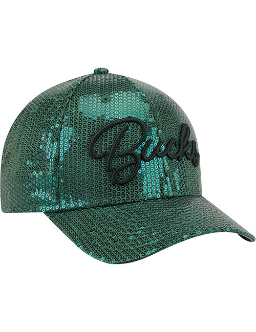 Women's New Era 9Forty M-Crown Sequin Milwaukee Bucks Snapback Hat -right