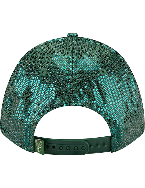 Women's New Era 9Forty M-Crown Sequin Milwaukee Bucks Snapback Hat-back