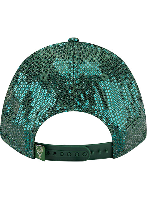 Women's New Era 9Forty M-Crown Sequin Milwaukee Bucks Snapback Hat-back