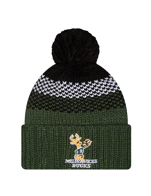 Women's New Era HWC '68 Milwaukee Bucks Pom Cuffed Knit Hat-front