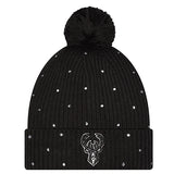 Women's New Era Rhinestone Milwaukee Bucks Pom Cuffed Knit Hat