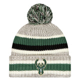 New Era Stripe Pom Milwaukee Bucks Cuffed Knit Hat
