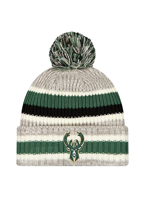 New Era Stripe Pom Milwaukee Bucks Cuffed Knit Hat
